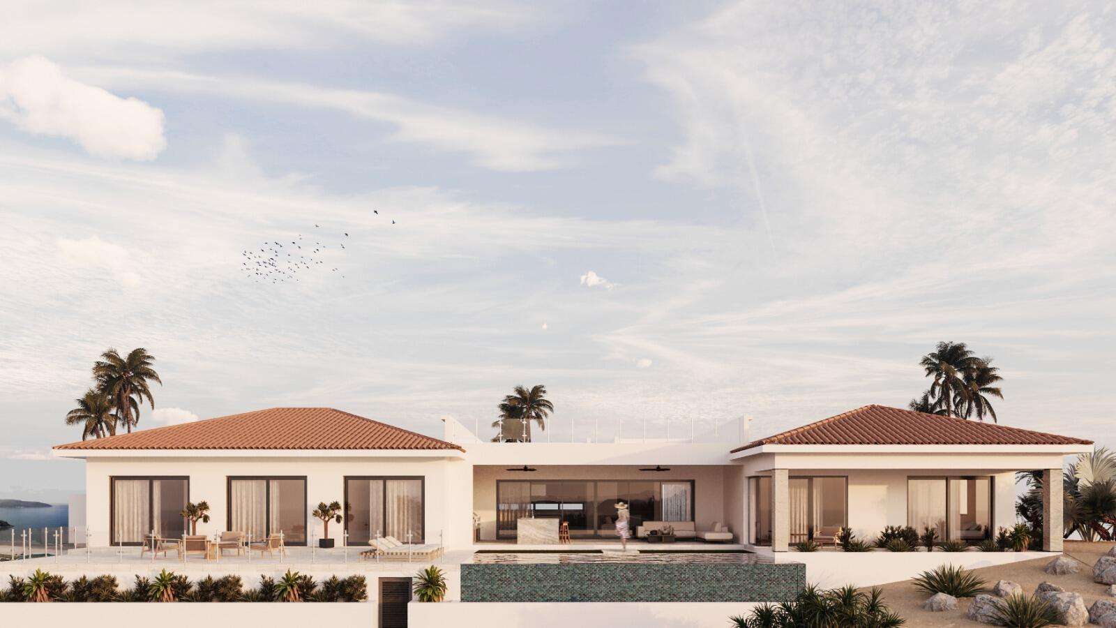 Puerto Los Cabos El Altillo Casa Nirvana - Pre-Construction in Puerto Los Cabos Golf Club - Estimated Completion November 2026This single-level contemporary residence offers 5 bedrooms, 5.5 baths, TV room, 2-car garage, and covered terrace with BBQ. Designed with Wolf/Sub-Zero appliances, pool, spa, and roof deck with fire pit, Casa Nirvana blends modern comfort with resort-style living. Enjoy 4,413 sq ft of air-conditioned interiors and 9,083 sq ft total construction. Panoramic mountain and golf for sale